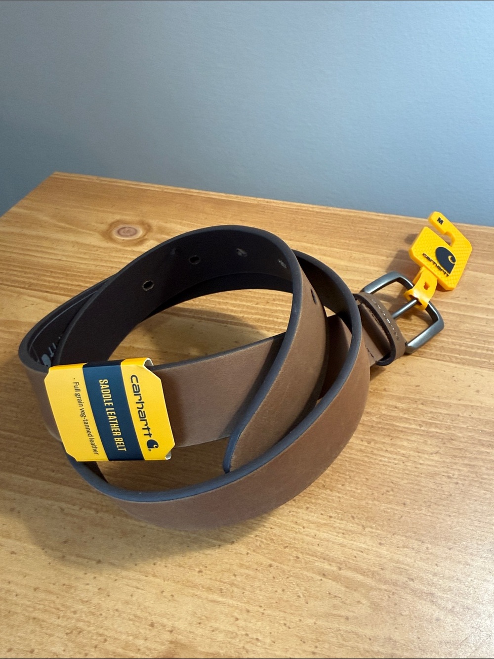 Carhartt Brown Saddle Leather Belt with Silver Buckle